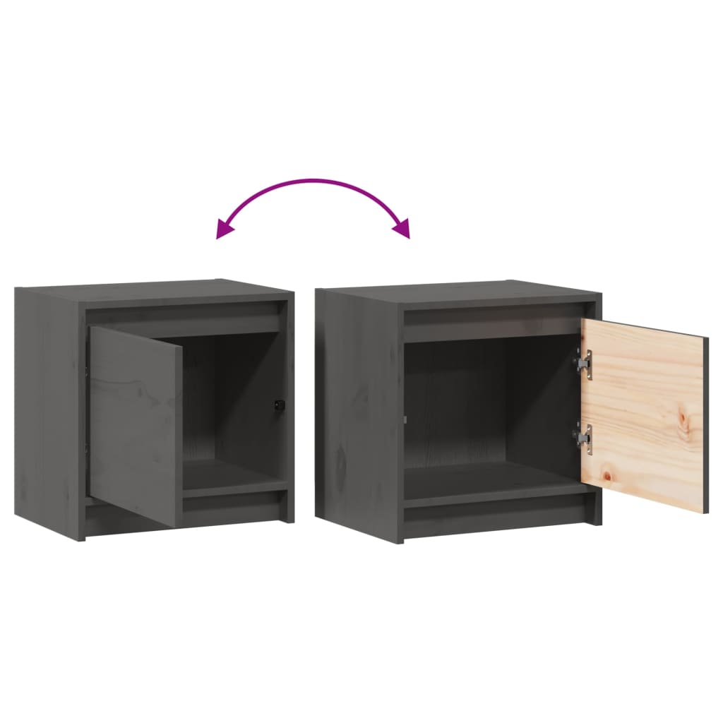 Mesas de cabeceira 2 pcs 40x30,5x40 cm pinho maciço cinzento