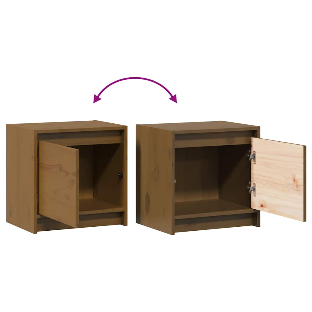 Mesas de cabeceira 2 pcs 40x30,5x40cm pinho maciço castanho mel