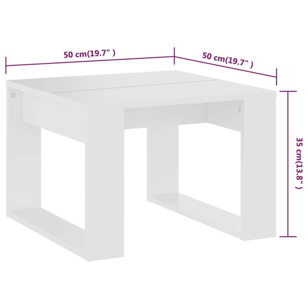 Mesa de apoio 50x50x35 cm derivados de madeira branco
