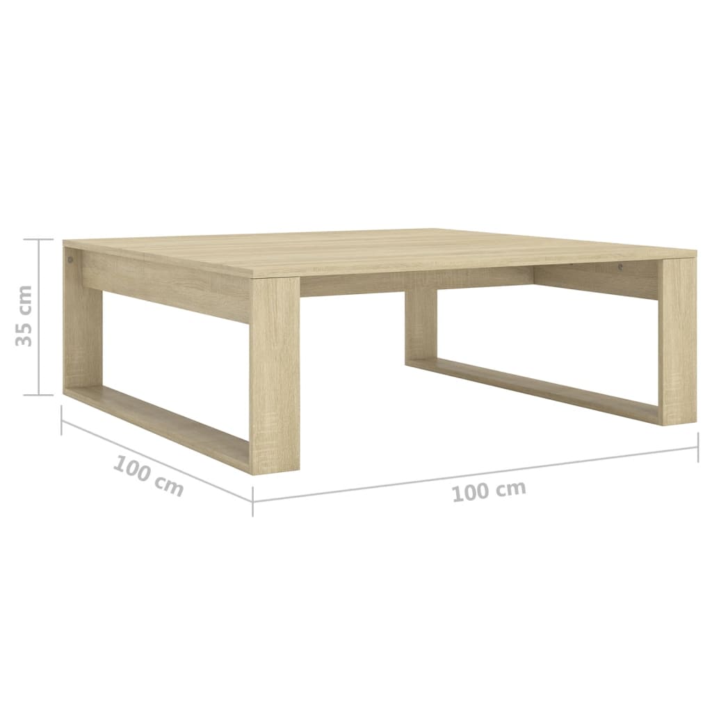Mesa de centro 100x100x35 cm derivados madeira carvalho sonoma