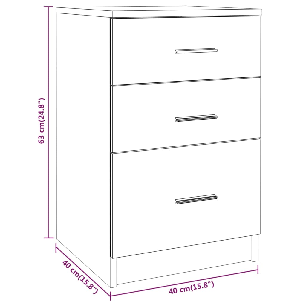 Mesa de cabeceira 40x40x63 cm derivados de madeira branco