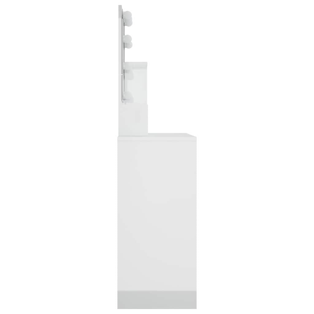 Toucador com LEDs 86,5x35x136 cm branco brilhante
