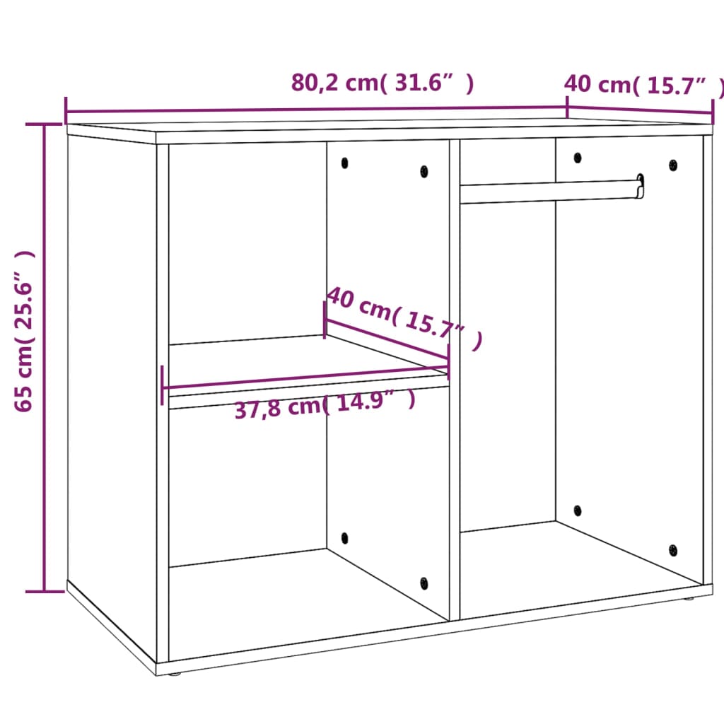 Toucador 80x40x65 cm derivados de madeira Branco brilhante