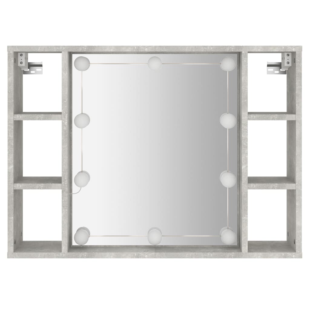 Armário espelhado com LED 76x15x55 cm cinzento cimento