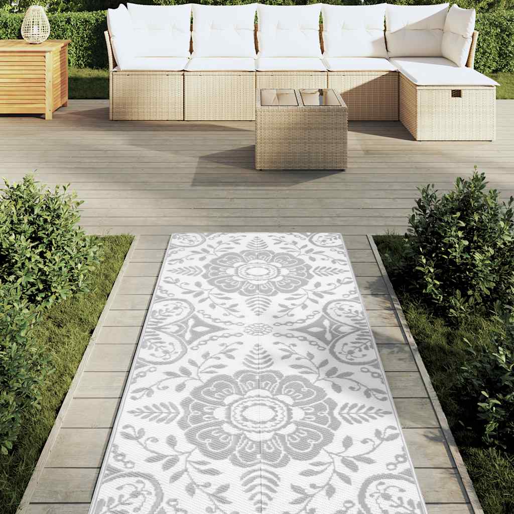 Tapete de exterior 80x250 cm ARAKIL PP cinzento-claro