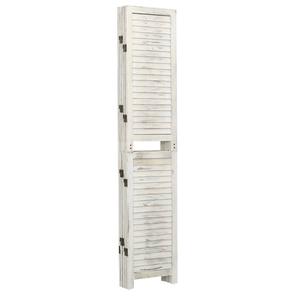 Biombo com 5 painéis 178,5x166 cm madeira branco antigo