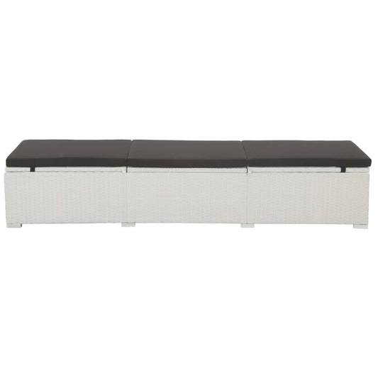 Espreguiçadeira com almofadão preto vime PE branco