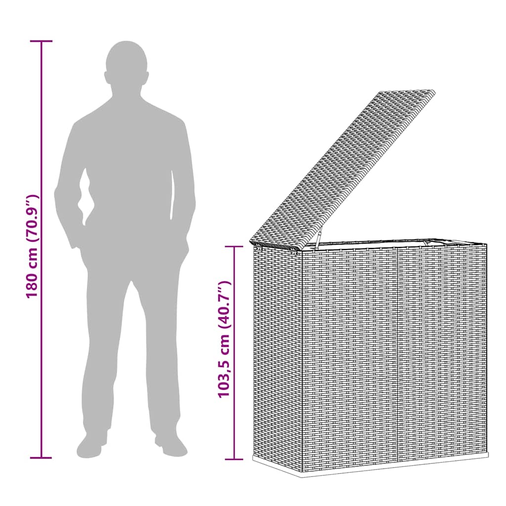 Caixa para almofadões de jardim 100x49x103,5cm vime PE castanho