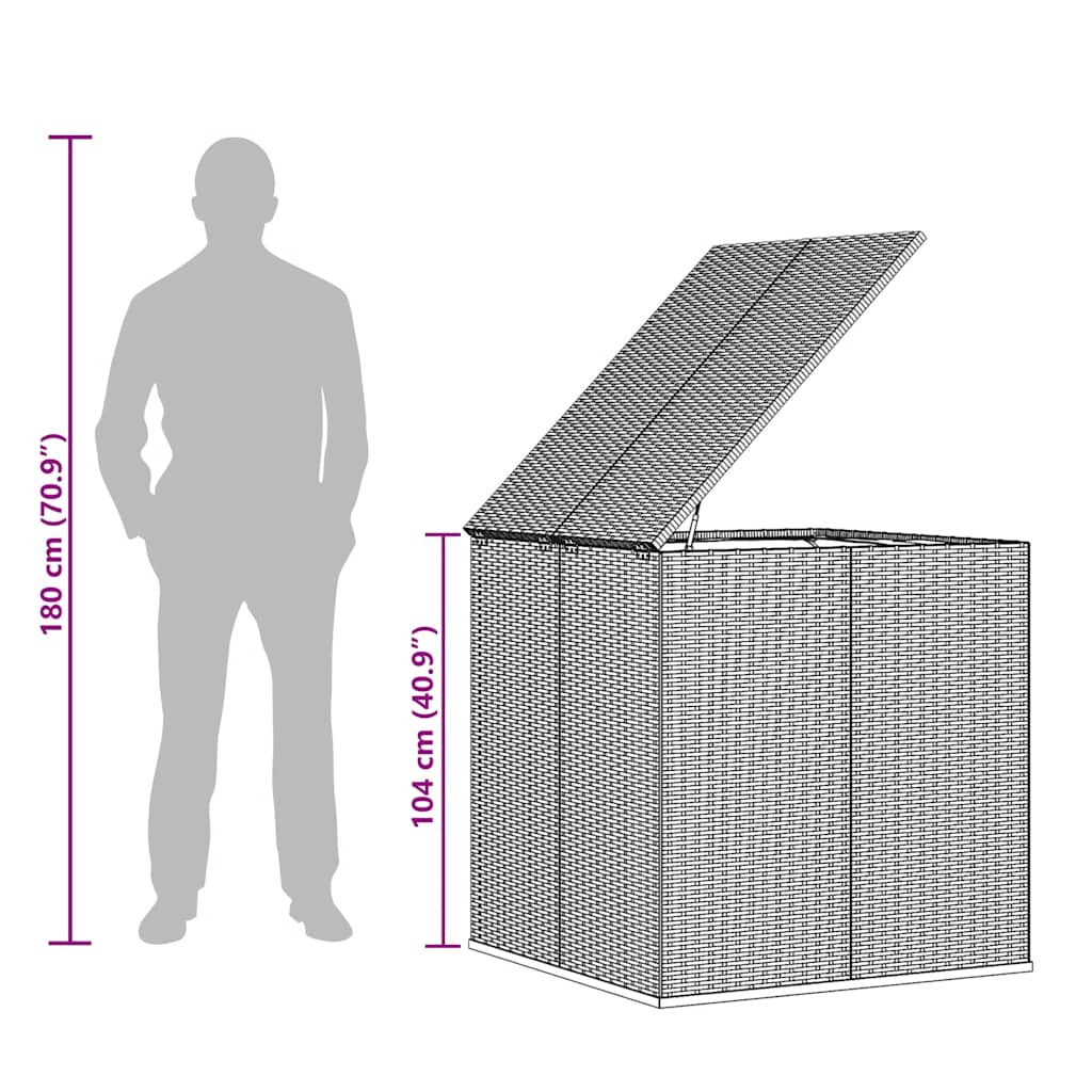 Caixa para almofadões de jardim 100x97,5x104cm vime PE cinzento
