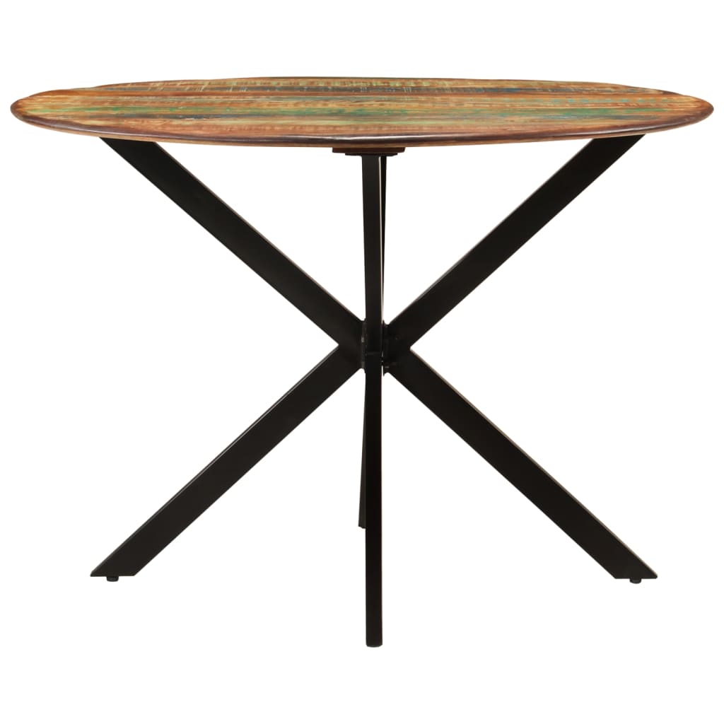 Mesa de jantar Ø110x78 cm madeira recuperada maciça e aço