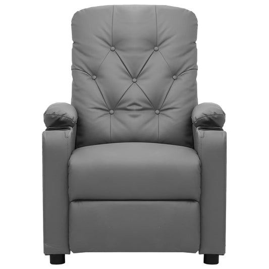 Poltrona reclinável couro artificial cinzento