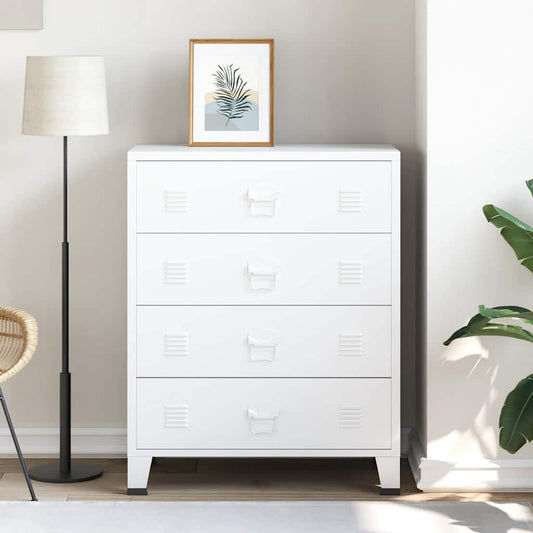 Cómoda industrial 78x40x93 cm metal branco