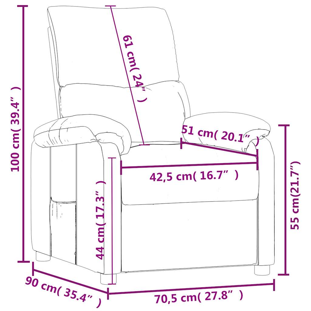 Cadeira reclinável tecido castanho
