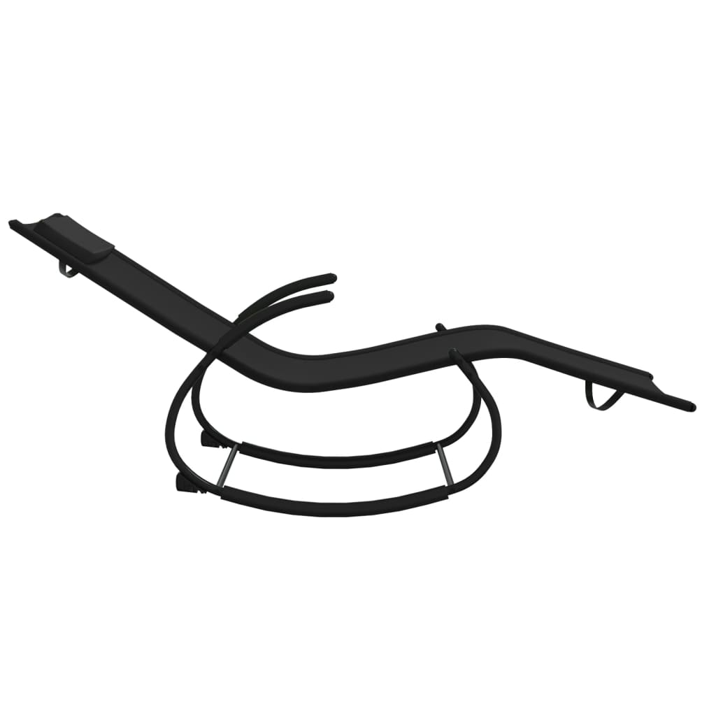 Espreguiçadeira baloiço aço e textilene preto