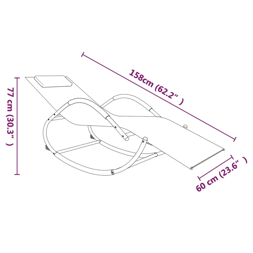 Espreguiçadeira baloiço 2 pcs aço e textilene cor creme