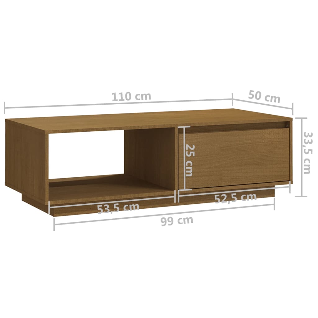 Mesa de centro 110x50x33,5 cm pinho maciço castanho mel