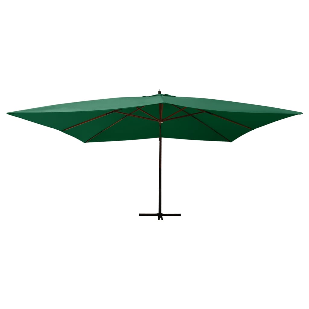 Guarda-sol jardim cantilever c/ poste madeira 400x300 cm verde