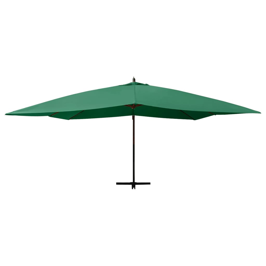 Guarda-sol jardim cantilever c/ poste madeira 400x300 cm verde