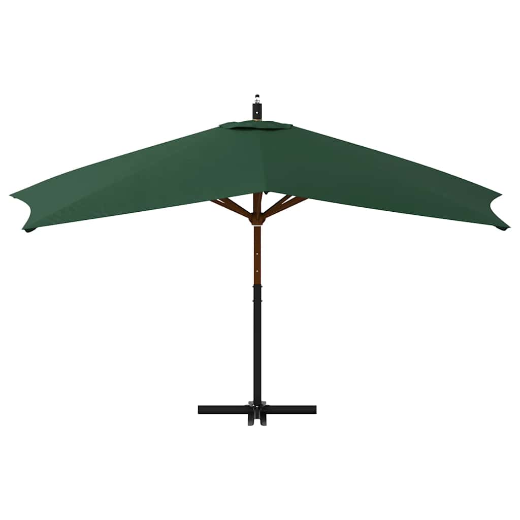 Guarda-sol jardim cantilever c/ poste madeira 400x300 cm verde