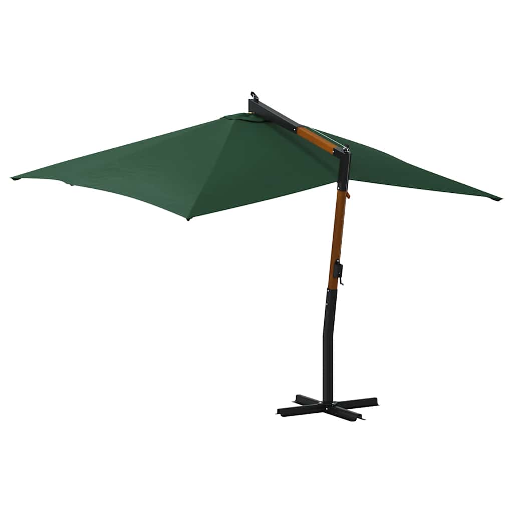 Guarda-sol jardim cantilever c/ poste madeira 400x300 cm verde