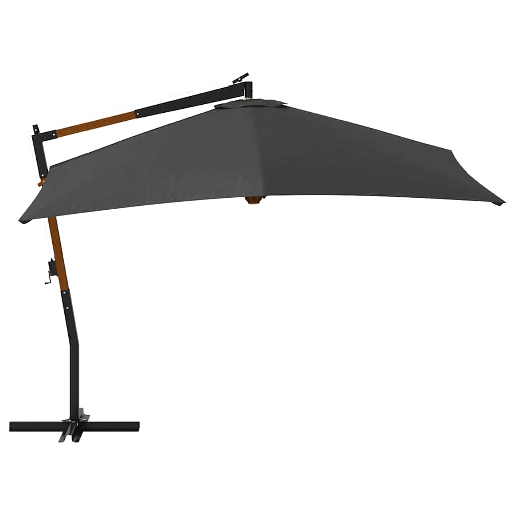 Guarda-sol cantilever c/ poste de madeira 400x300 cm antracite