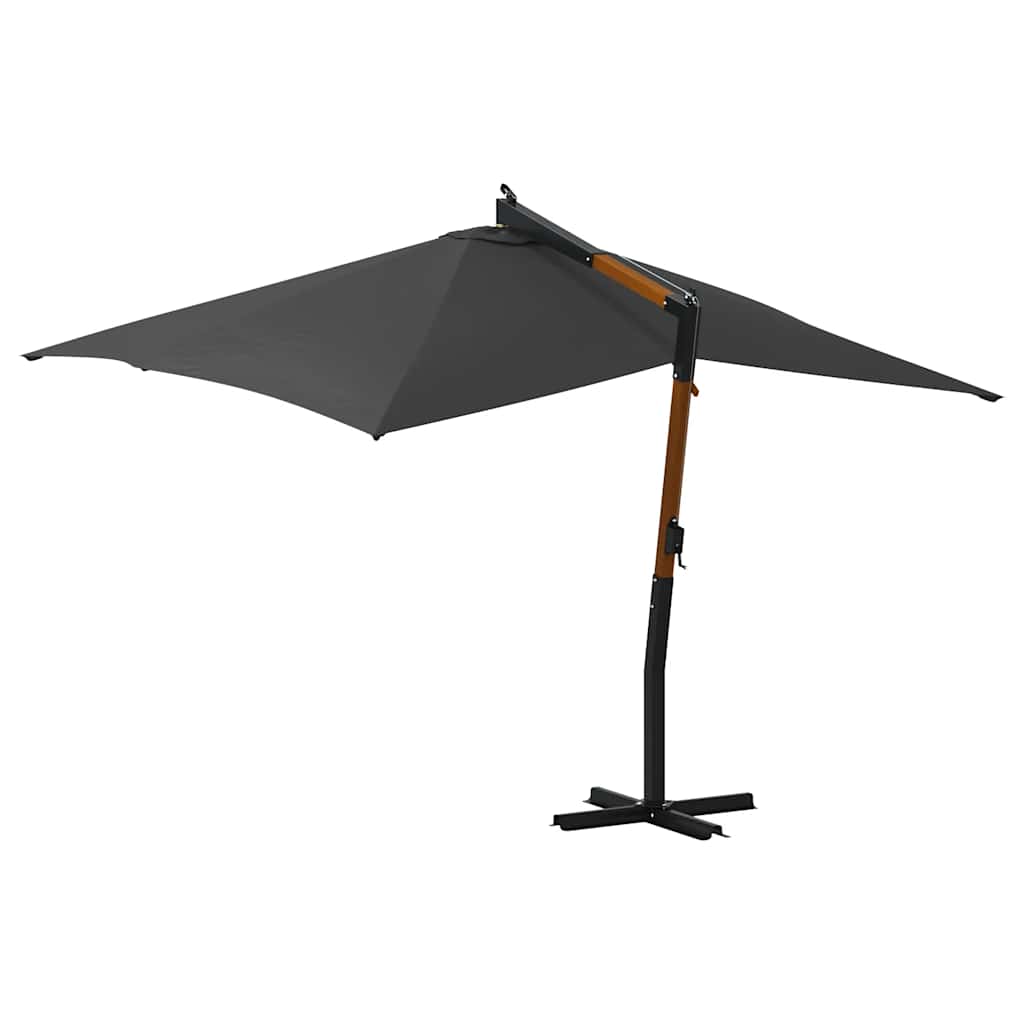 Guarda-sol cantilever c/ poste de madeira 400x300 cm antracite