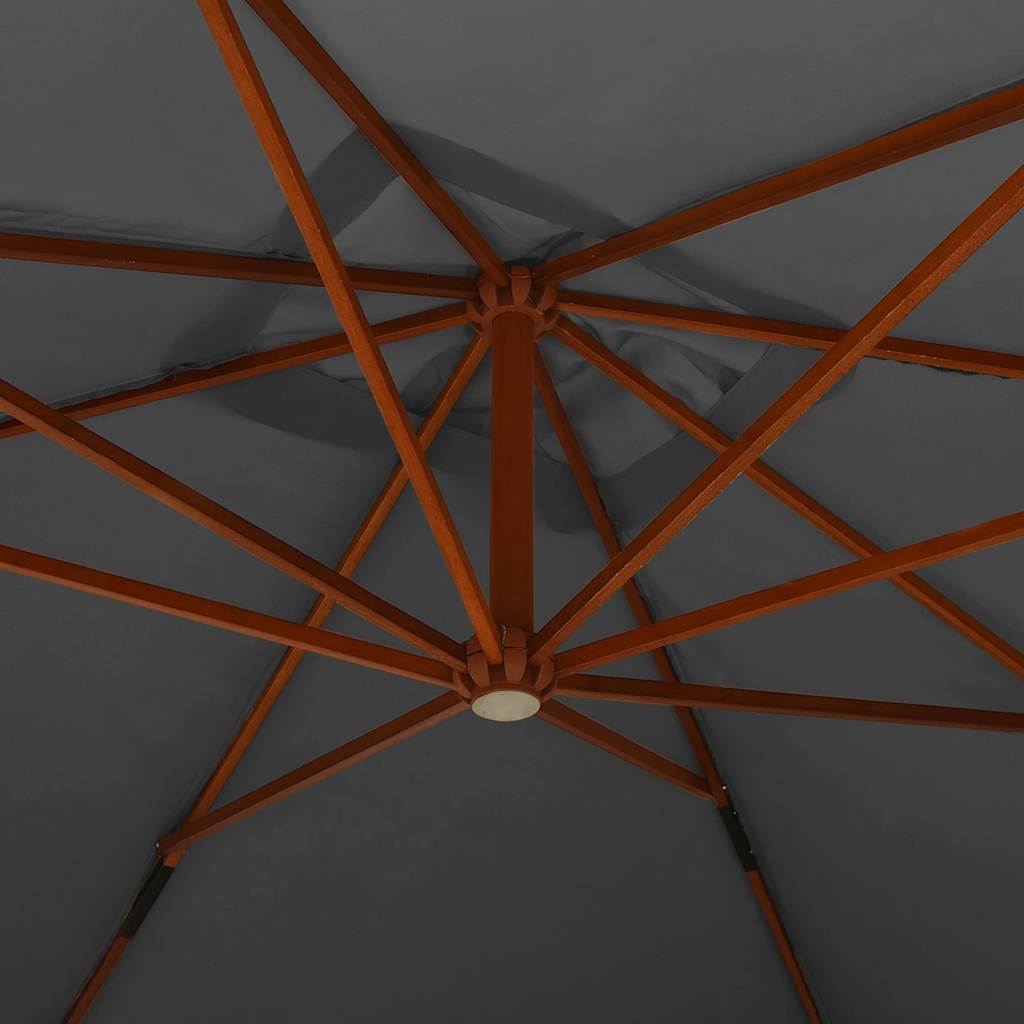Guarda-sol cantilever c/ poste de madeira 400x300 cm antracite