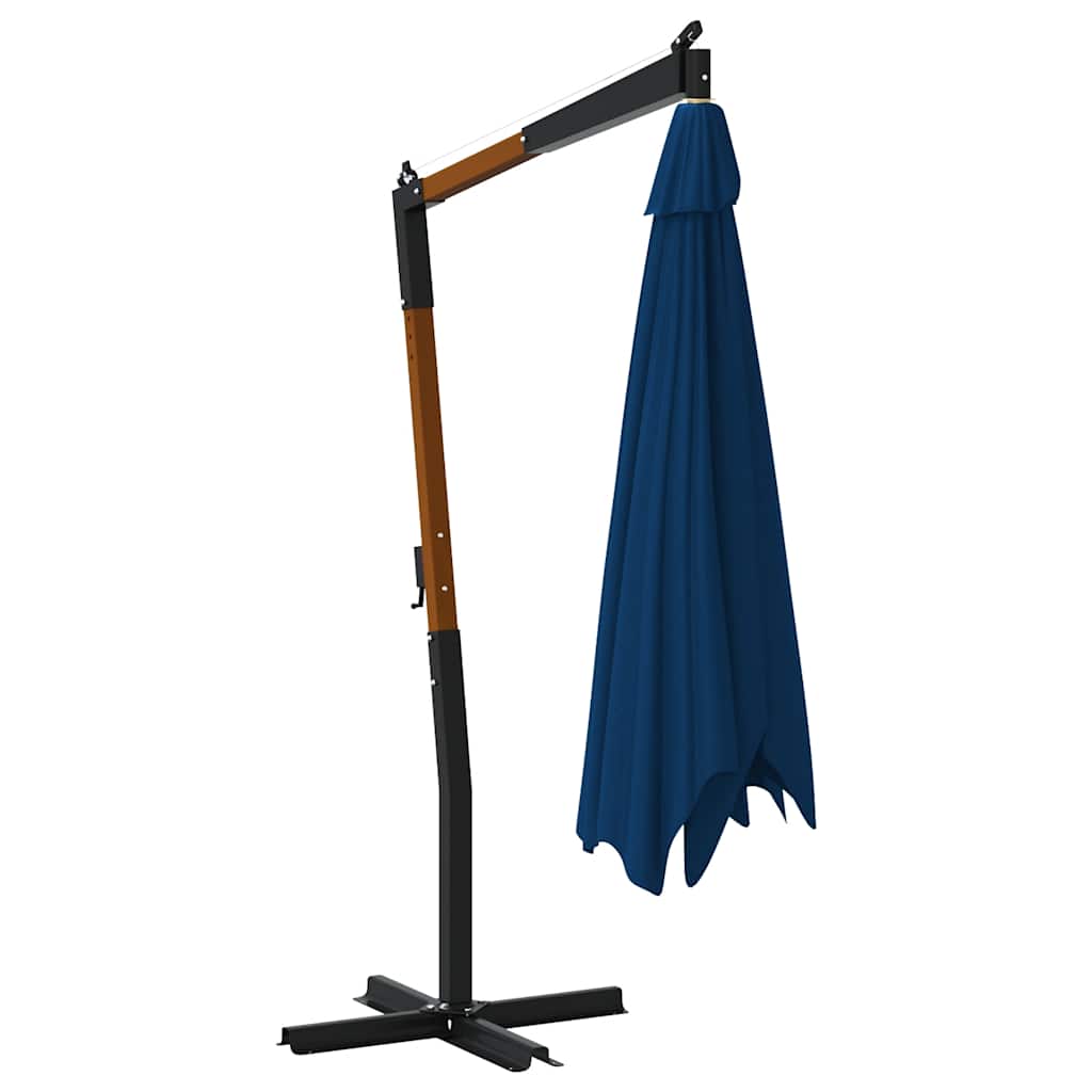 Guarda-sol cantilever c/ poste de madeira 400x300 cm azul