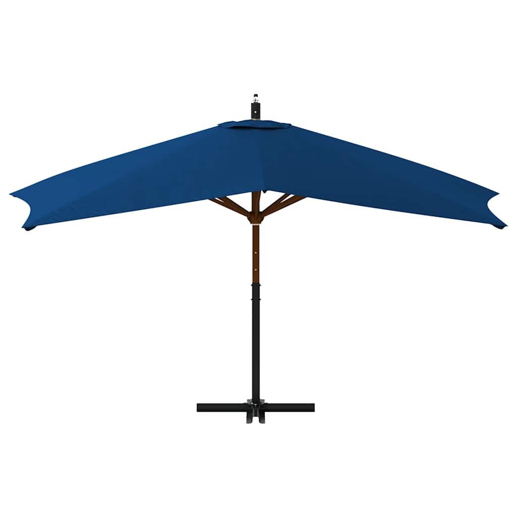Guarda-sol cantilever c/ poste de madeira 400x300 cm azul
