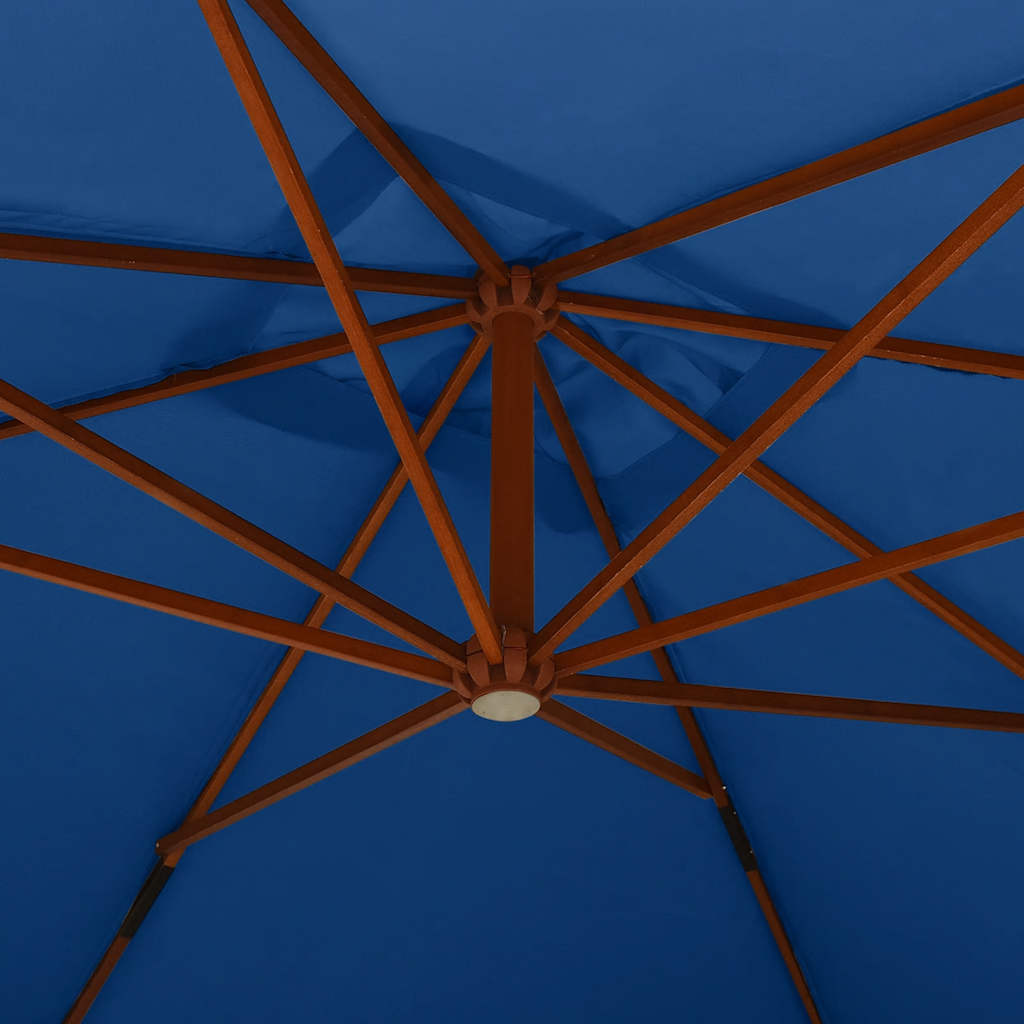 Guarda-sol cantilever c/ poste de madeira 400x300 cm azul