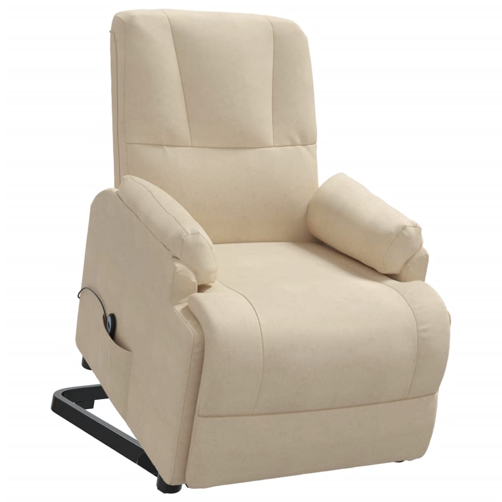 Poltrona reclinável elevatória camurça artificial cor creme
