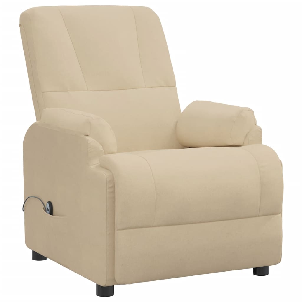 Poltrona reclinável elevatória camurça artificial cor creme