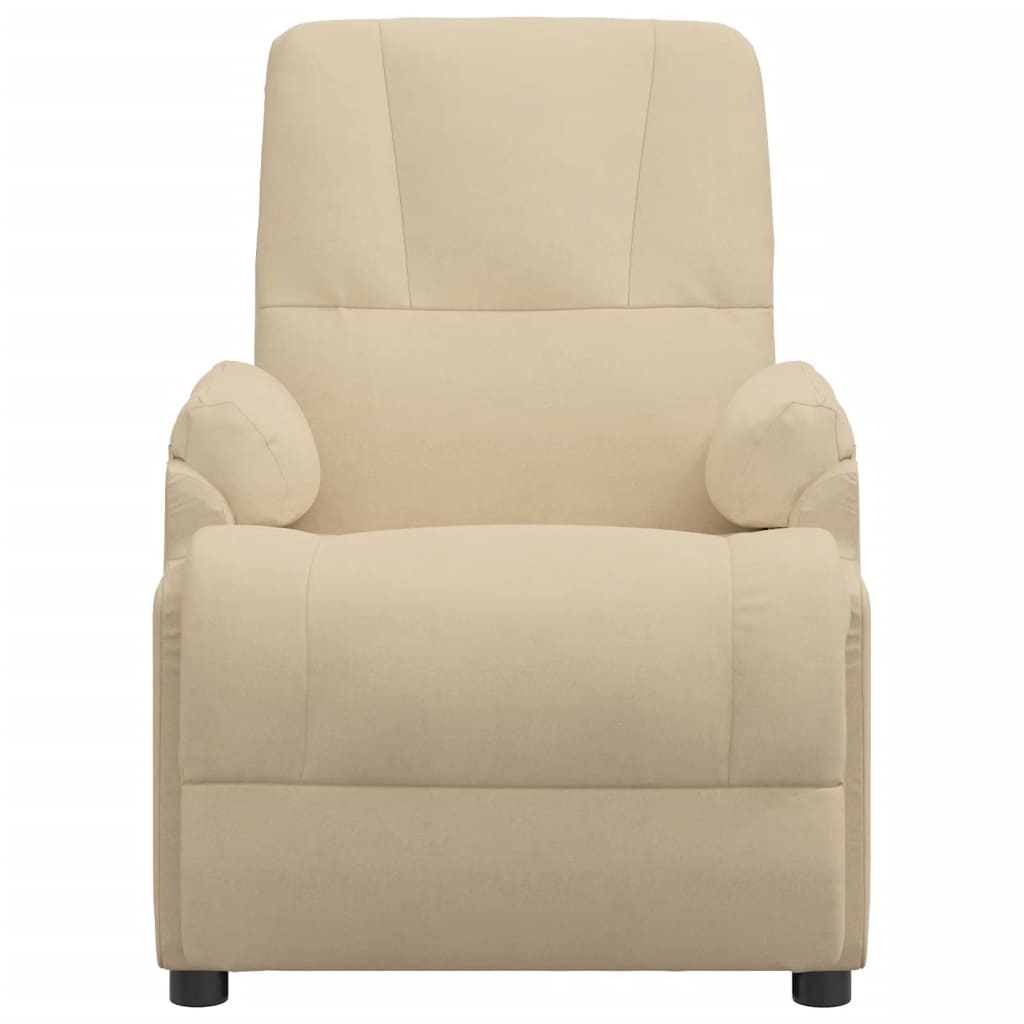 Poltrona reclinável elevatória camurça artificial cor creme