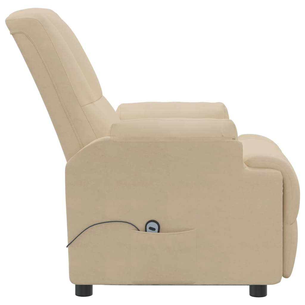 Poltrona reclinável elevatória camurça artificial cor creme