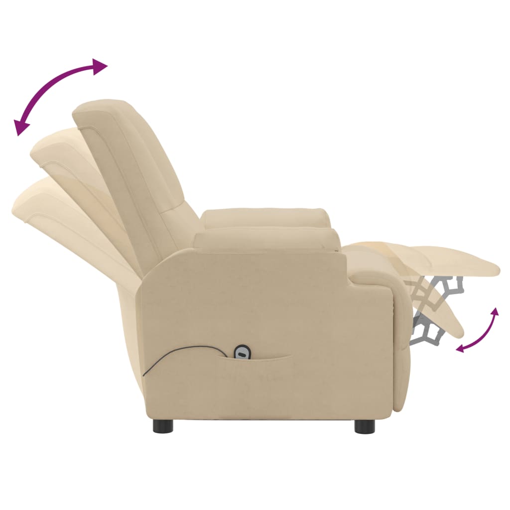 Poltrona reclinável elevatória camurça artificial cor creme