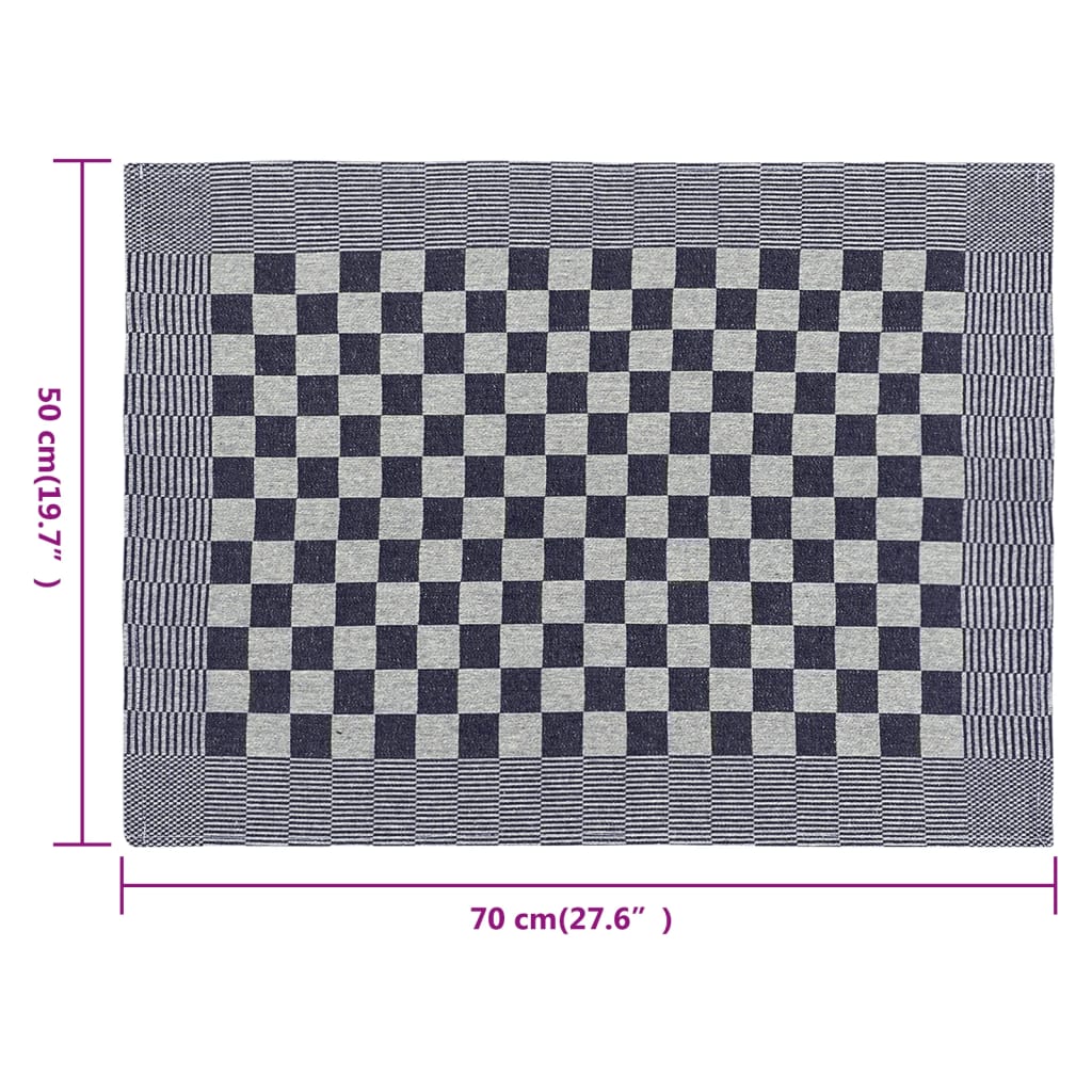 Panos de cozinha 20 pcs 50x70 cm algodão azul e branco