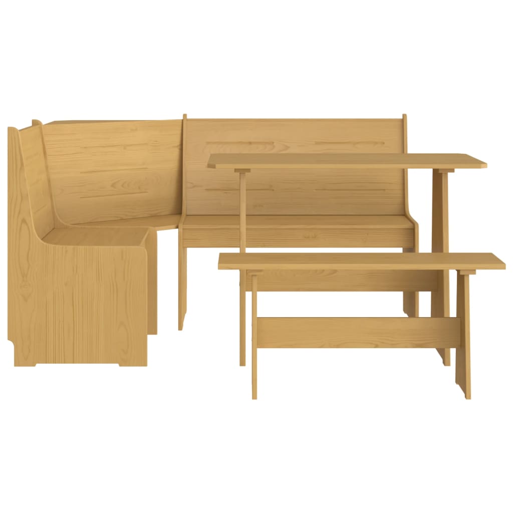 3 pcs conjunto de jantar REINE pinho maciço castanho mel