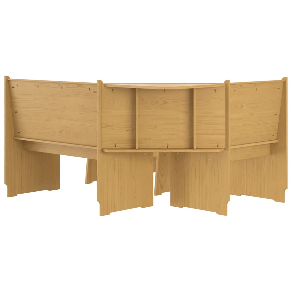 3 pcs conjunto de jantar REINE pinho maciço castanho mel