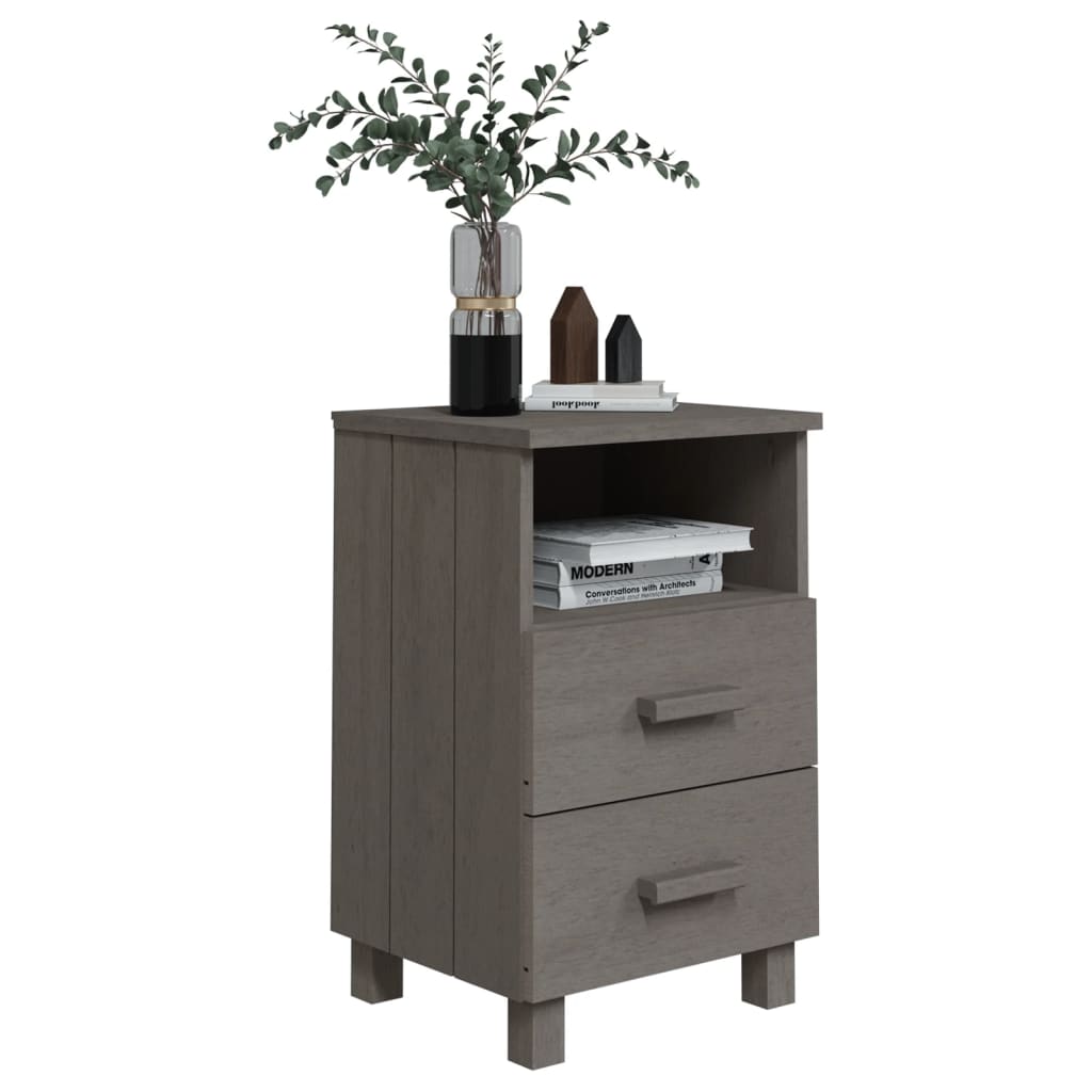 Mesa de cabeceira HAMAR 40x35x62 cm pinho maciço cinza-claro
