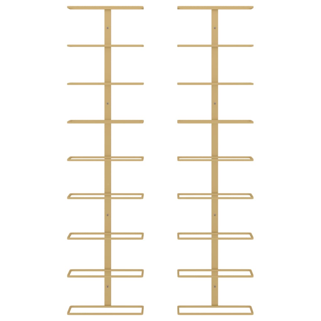 Garrafeira de parede para 9 garrafas 2 pcs ferro dourado