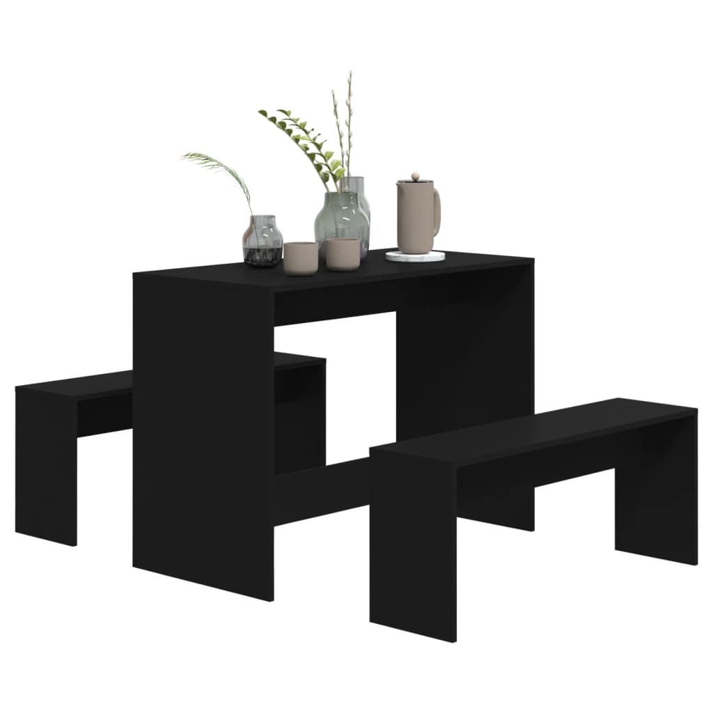 3 pcs conjunto de jantar derivados de madeira preto
