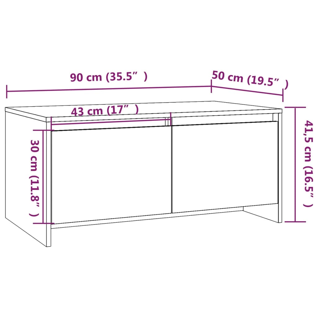 Mesa de centro 90x50x41,5 cm derivados de madeira preto