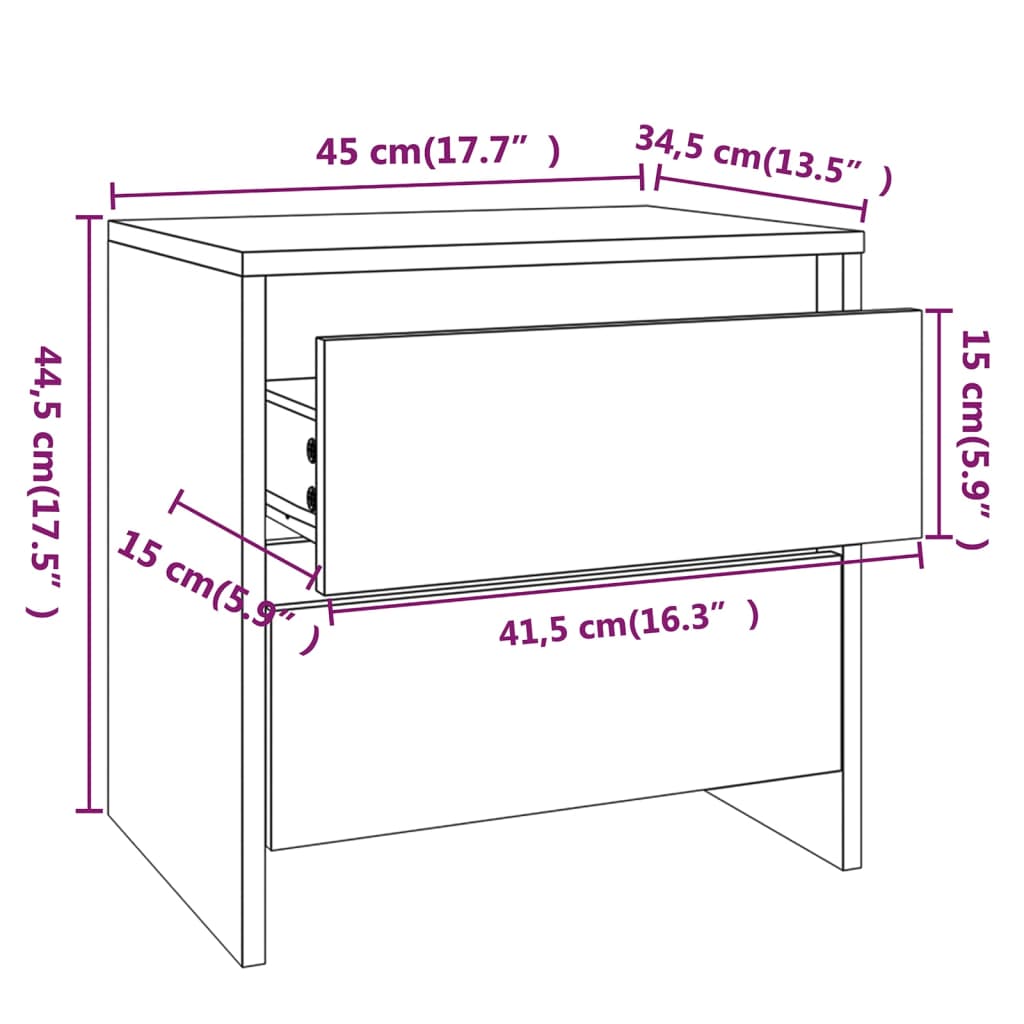 Mesa de cabeceira 45x34,5x44,5 cm aglomerado branco