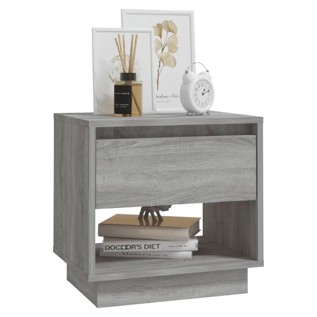 Mesa de cabeceira 45x34x44 cm aglomerado cor sonoma cinzento