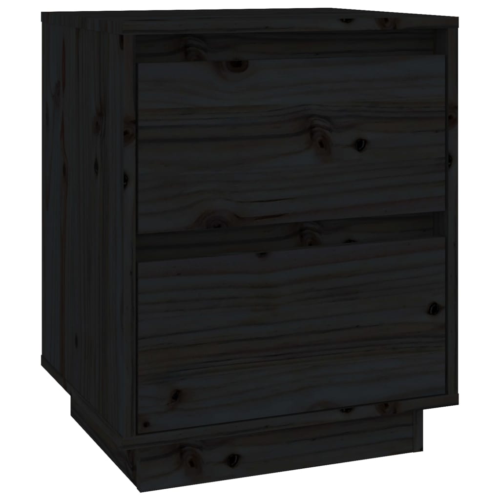 Mesas de cabeceira 2 pcs 40x35x50 cm pinho maciço preto