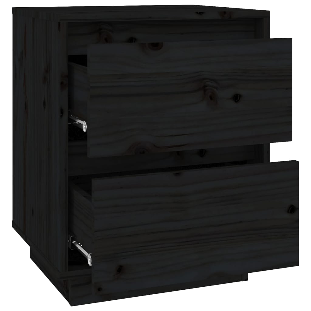 Mesas de cabeceira 2 pcs 40x35x50 cm pinho maciço preto