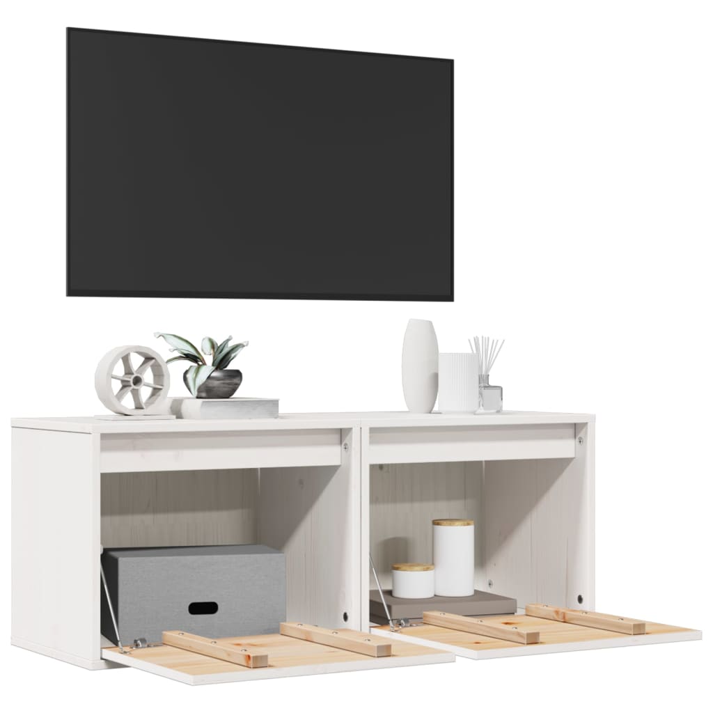 Armários de parede 2 pcs 45x30x35 cm pinho maciço branco