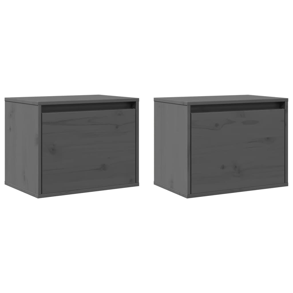 Armários de parede 2 pcs 45x30x35 cm pinho maciço cinza