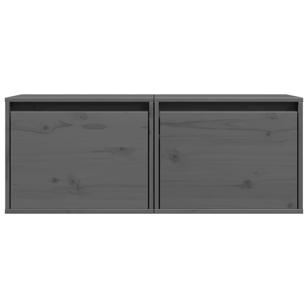 Armários de parede 2 pcs 45x30x35 cm pinho maciço cinza