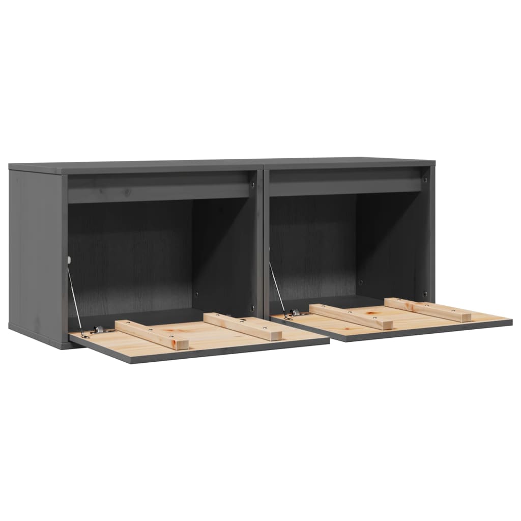 Armários de parede 2 pcs 45x30x35 cm pinho maciço cinza